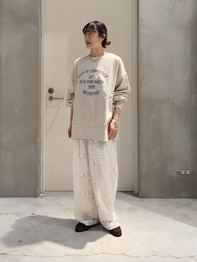 「CIAOPANIC TYPY（チャオパニックティピー）のアイテム（スウェット）」を使った、ささきともみさん（レディース・158cm）の春コーディネート