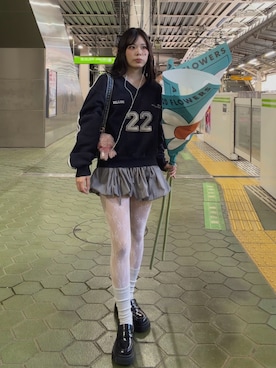 「Mardi Mercredi（マルディメクルディ）のアイテム（ソックス/靴下）」を使った、p!noさん（レディース・157cm）の春コーディネート