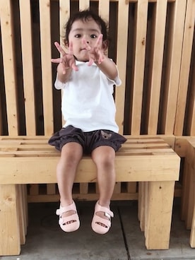 「アイテム（サンダル）」を使った、ちゅーてぃさん（キッズ・80cm）の夏コーディネート