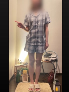「GU（ジーユー）のアイテム（ルームウェア）」を使った、半額しょくぱんさん（レディース・161cm）の夏コーディネート