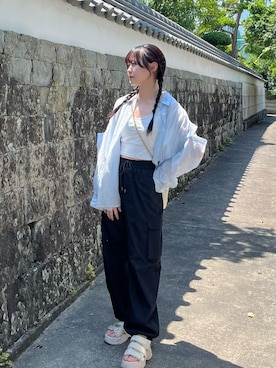 「アイテム（カーゴパンツ）」を使った、soaさん（レディース・154cm）の夏コーディネート