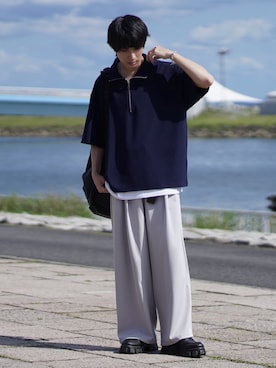 「アイテム（バックパック/リュック、ブラック系）」を使った、こーせ︎︎︎︎︎︎︎︎さん（メンズ・169cm）の夏コーディネート