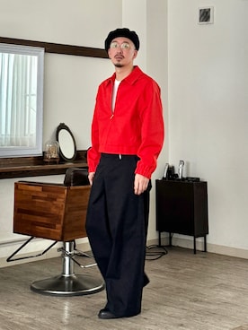 「ZARA（ザラ）のアイテム（Blouson、レッド系）」を使った、massuさん（メンズ・174cm）の秋コーディネート