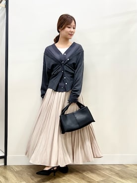 「Gready Brilliant（グレディブリリアン）のアイテム（ショルダーバッグ）」を使った、奈珠さん（レディース・155cm）の秋コーディネート