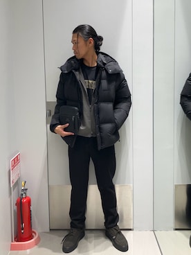 「ARMANI EXCHANGE（アルマーニエクスチェンジ）の【A|X アルマーニ エクスチェンジ】CL フーデッドダウンジャケット（ダウンジャケット/コート）」を使った、TAKUYAさん（メンズ・174cm）の冬コーディネート