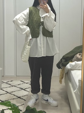 「NIKE（ナイキ）のアイテム（ソックス/靴下）」を使った、malu04さん（レディース・149cm）の冬コーディネート