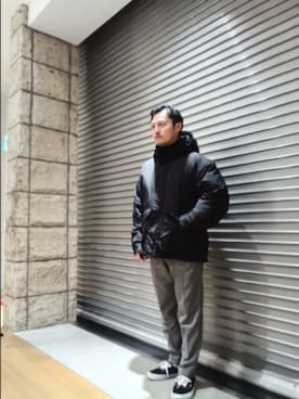 「FORK&SPOON（フォークアンドスプーン）のFORK&SPOON 　SORONAフーディーブルゾン（ブルゾン、ブラック系）」を使った、Tsukasa Yamagishiさん（メンズ・167cm）の秋コーディネート