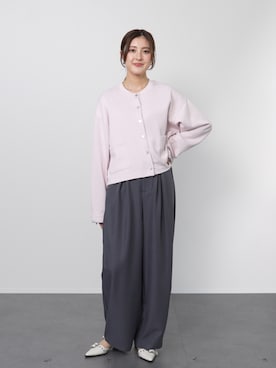 「MONO-MART（モノマート）のアイテム（スラックス）」を使った、もも🍑さん（レディース・166cm）の春コーディネート