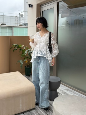 「アイテム（デジタル腕時計）」を使った、オクユウカさん（レディース・159cm）の夏コーディネート