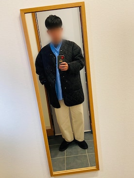 「アイテム（ノーカラーコート）」を使った、ラスティーさん（メンズ・178cm）の秋コーディネート
