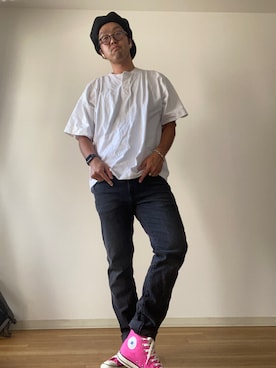 「アイテム（メガネ）」を使った、なおきさん（メンズ・178cm）の夏コーディネート