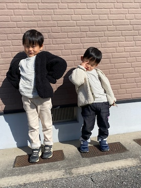 「アイテム（ノーカラージャケット）」を使った、tai_tenさん（キッズ・110cm）の冬コーディネート