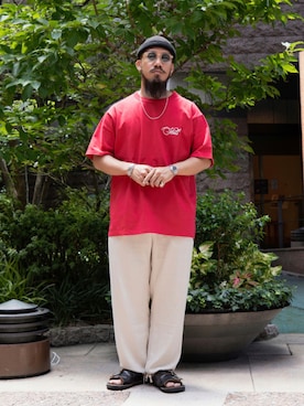 「schott（ショット）のアイテム（ネックレス）」を使った、matsuokaさん（メンズ・170cm）の夏コーディネート