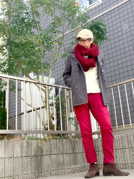 「アイテム（ネックウォーマー/スヌード）」を使った、ukaさん（メンズ・178cm・50代）の冬コーディネート