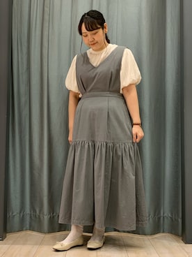 「ELENCARE DUE（エレンカーレデュエ）の・ELENCARE DUE ジャカードブラウス＊（シャツ/ブラウス、ホワイト系）」を使った、ちひろさん（レディース・154cm）の夏コーディネート