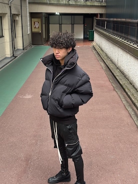 「アイテム（カーゴパンツ）」を使った、renさん（メンズ・180cm）の冬コーディネート