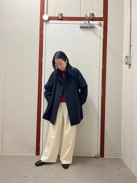 「アイテム（ステンカラーコート）」を使った、pyonさん（レディース・161cm）の冬コーディネート