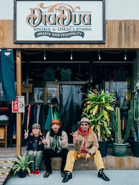 「VINTAGE（ヴィンテージ）の40's DOBBS WESTWORD（ハット、ベージュ系）」を使った、RiMaさん（メンズ・171cm）の春コーディネート