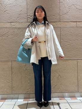 「アイテム（ステンカラーコート）」を使った、onoさん（レディース・157cm）の冬コーディネート