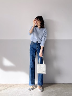 「アイテム（デニムパンツ）」を使った、mayumi+さん（レディース・158cm）の秋コーディネート
