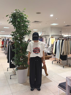 「CIAOPANIC TYPY（チャオパニックティピー）の【UNISEX】メッセージロゴキャップ（キャップ）」を使った、sakura154typさん（レディース・154cm）の春コーディネート