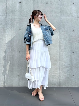 「アイテム（デニムジャケット）」を使った、Sanaさん（レディース・163cm）の夏コーディネート