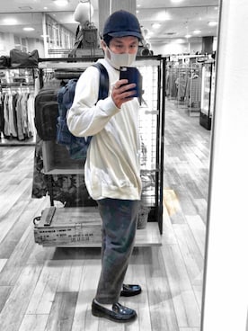 「UNIQLO（ユニクロ）のUVカットウールカシミアキャップ（帽子、ブラック系）」を使った、*shu*さん（メンズ・171cm）の秋コーディネート