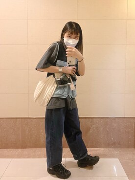 「アイテム（ダウンベスト）」を使った、ZENAさん（レディース・150cm）の春コーディネート