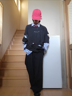 「GU（ジーユー）のアイテム（キャップ）」を使った、鈴木 悠馬さん（メンズ・160cm）の春コーディネート