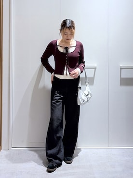 「黒デニム」｜kurumi_.mfmさん（レディース・158cm）の冬コーディネート