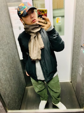 「Paul Smith（ポールスミス）の"Ink Spill"プリント キャップ（キャップ、その他）」を使った、tbkさん（メンズ・162cm）の冬コーディネート