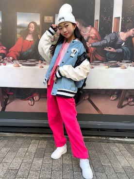 「NIKE（ナイキ）のアイテム（ニットキャップ/ビーニー）」を使った、ゆちゃぴ♡さん（キッズ・153cm）の秋コーディネート