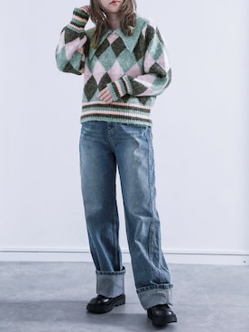 「osharewalker（オシャレウォーカー）のアイテム（ニット/セーター）」を使った、osharewalker staffさん（レディース・155cm）の冬コーディネート
