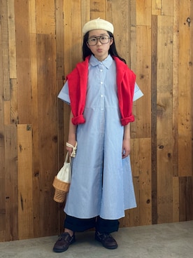 「アイテム（シャツワンピース）」を使った、かーちんさん（キッズ・145cm）の春コーディネート