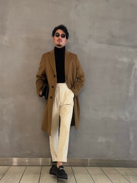 「アイテム（チェスターコート）」を使った、まーしさん（メンズ・173cm）の冬コーディネート