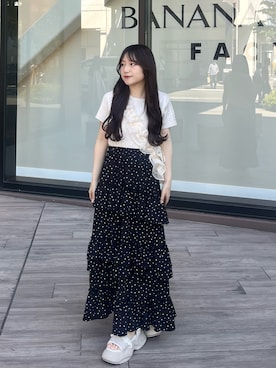「ティアードスカート」｜miyu Ӧさん（レディース・148cm）の夏コーディネート
