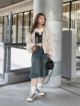「アイテム（キャミソール）」を使った、Nanamiさん（レディース・156cm）の秋コーディネート
