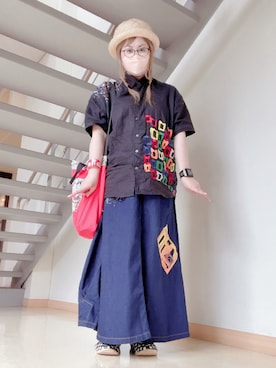 「FRAPBOIS（フラボア）のアイテム（デジタル腕時計）」を使った、だるさん（レディース・152cm）の夏コーディネート