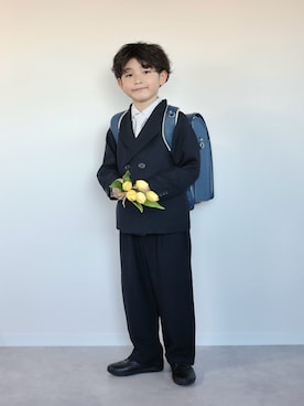 「アイテム（テーラードジャケット）」を使った、ORITSUさん（キッズ・120cm）の冬コーディネート