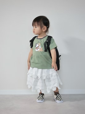 「CIAOPANIC TYPY（チャオパニックティピー）のアイテム（バッグ）」を使った、ORITSUさん（キッズ・110cm）の春コーディネート