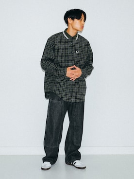 「FRED PERRY（フレッドペリー）のFRED PERRY × BEAMS / 別注 リブカラー シャツ（シャツ/ブラウス、グリーン系）」を使った、たなかさん（メンズ・172cm）の夏コーディネート