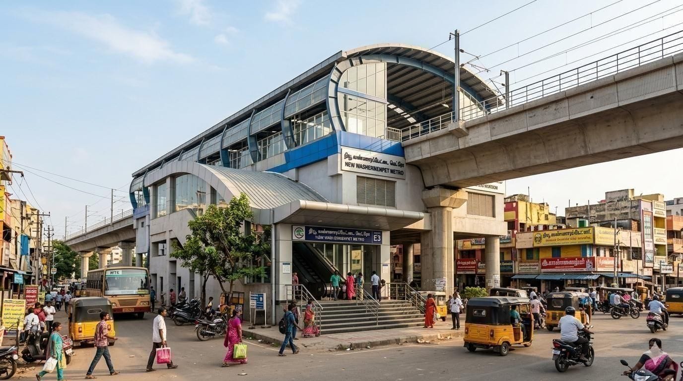New Washermenpet Metro Station - Chennai Metro Blue Line