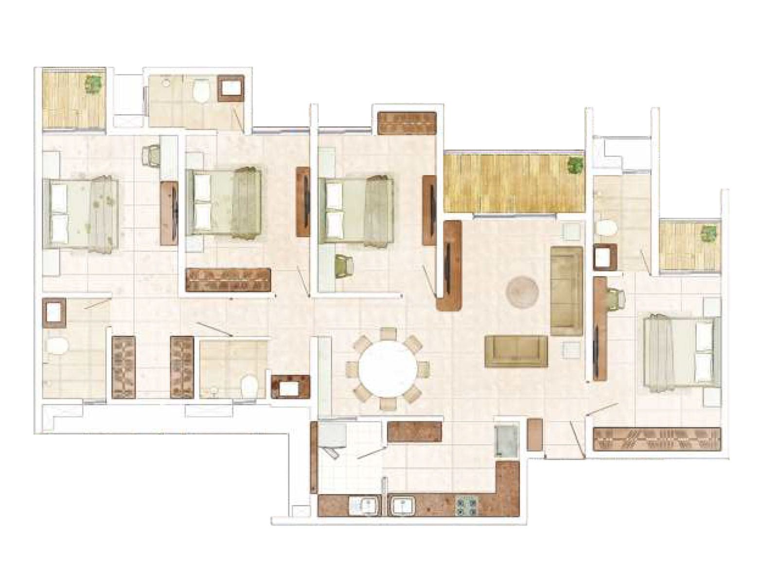 Rohan Saroha 4 BHK 1536 sq.ft floor plan