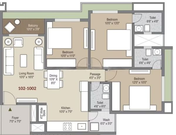 Vandemataram Rameshwar 3 BHK 1815 sq.ft floor plan