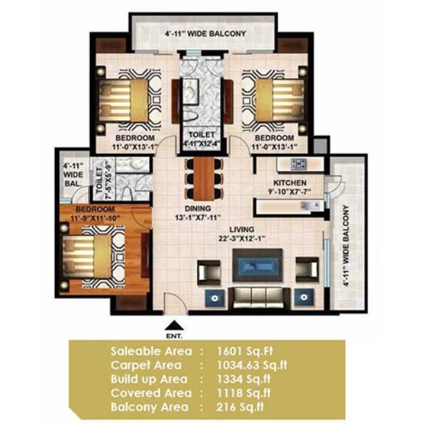 Rohit Heights 3 BHK 1601 undefined floor plan