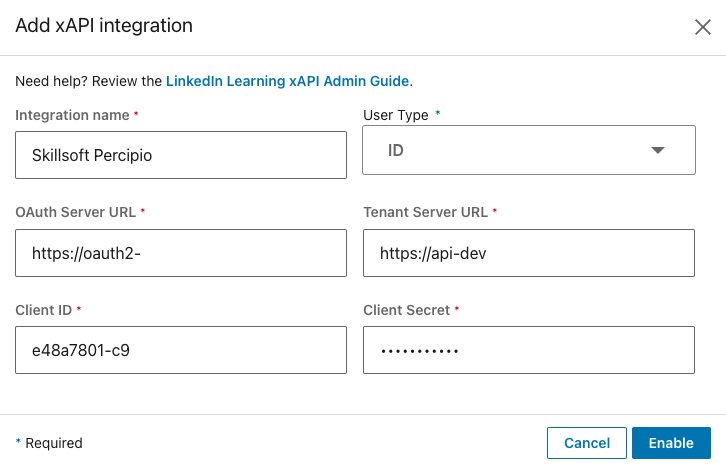 Add xAPI Integration Enable