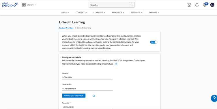 Skillsoft configuration details