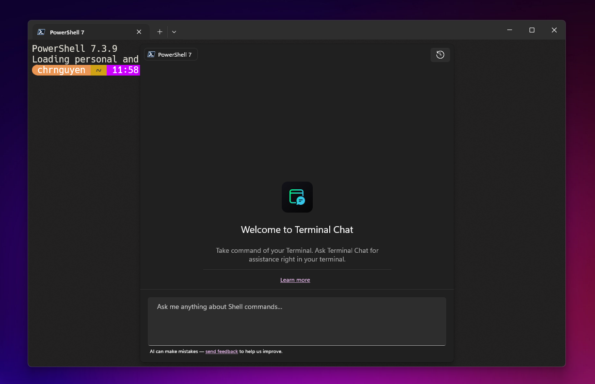 Screenshot of the Terminal Chat user interface