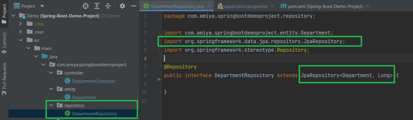 Inside repository package