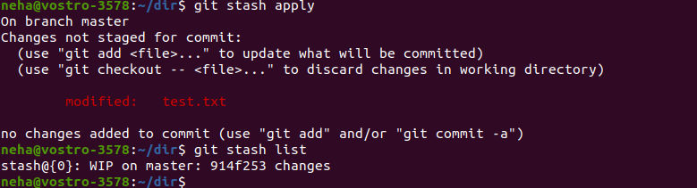 git stash apply
